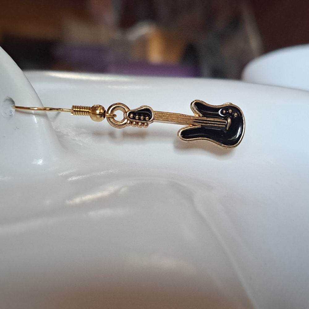 Black and Gold Enamel Earrings